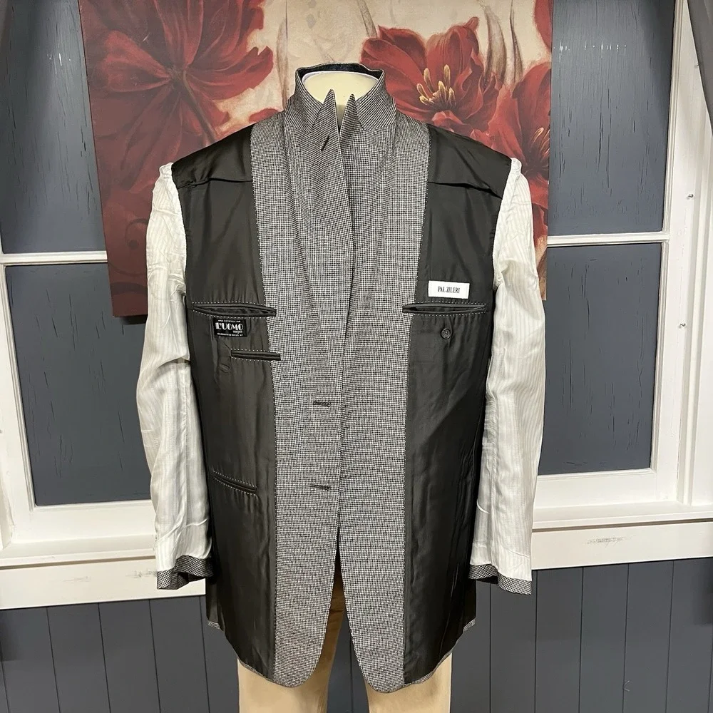 Vintage Pal Zileri Ventless Blazer Sport‎ Coat Mens 44L Long Wool Gray Flannel